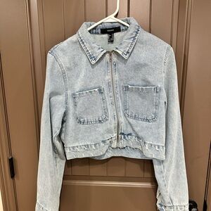 Forever 21 Light Blue Cropped Jean Jacket